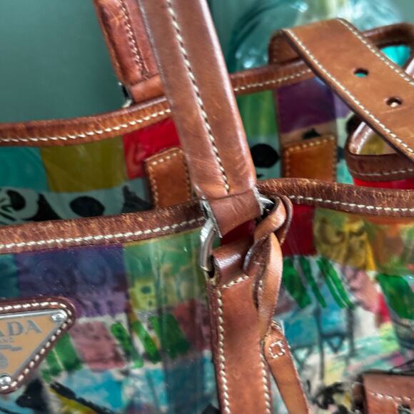 PRADA VINYL CANAPA VENICE TOTE PVC WITH POUCH - Picture 4 of 8